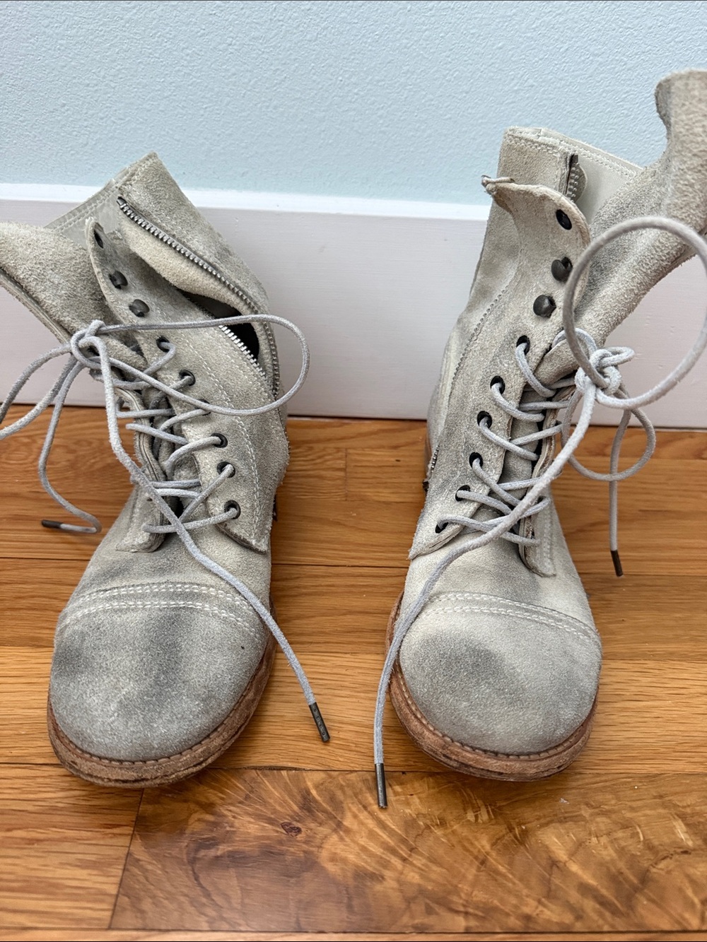 All Saints White Side Zip Boot